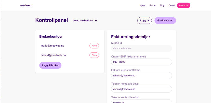 Medweb Admin for R6 Teknologi AS